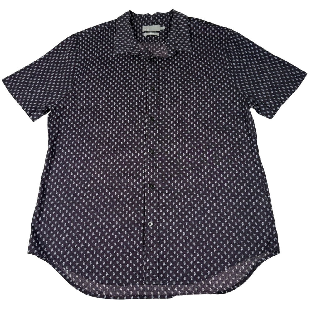 Vince Classic Fit Mens Size L Floral Print Short Sleeve Button Down Shirt Preppy